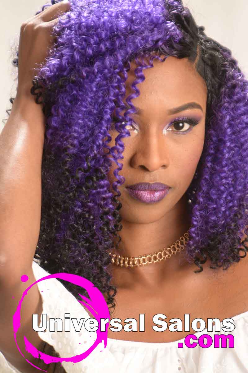 Bob Hairstyle with Sew-In Purple Hair Color from Amber McClain (3)