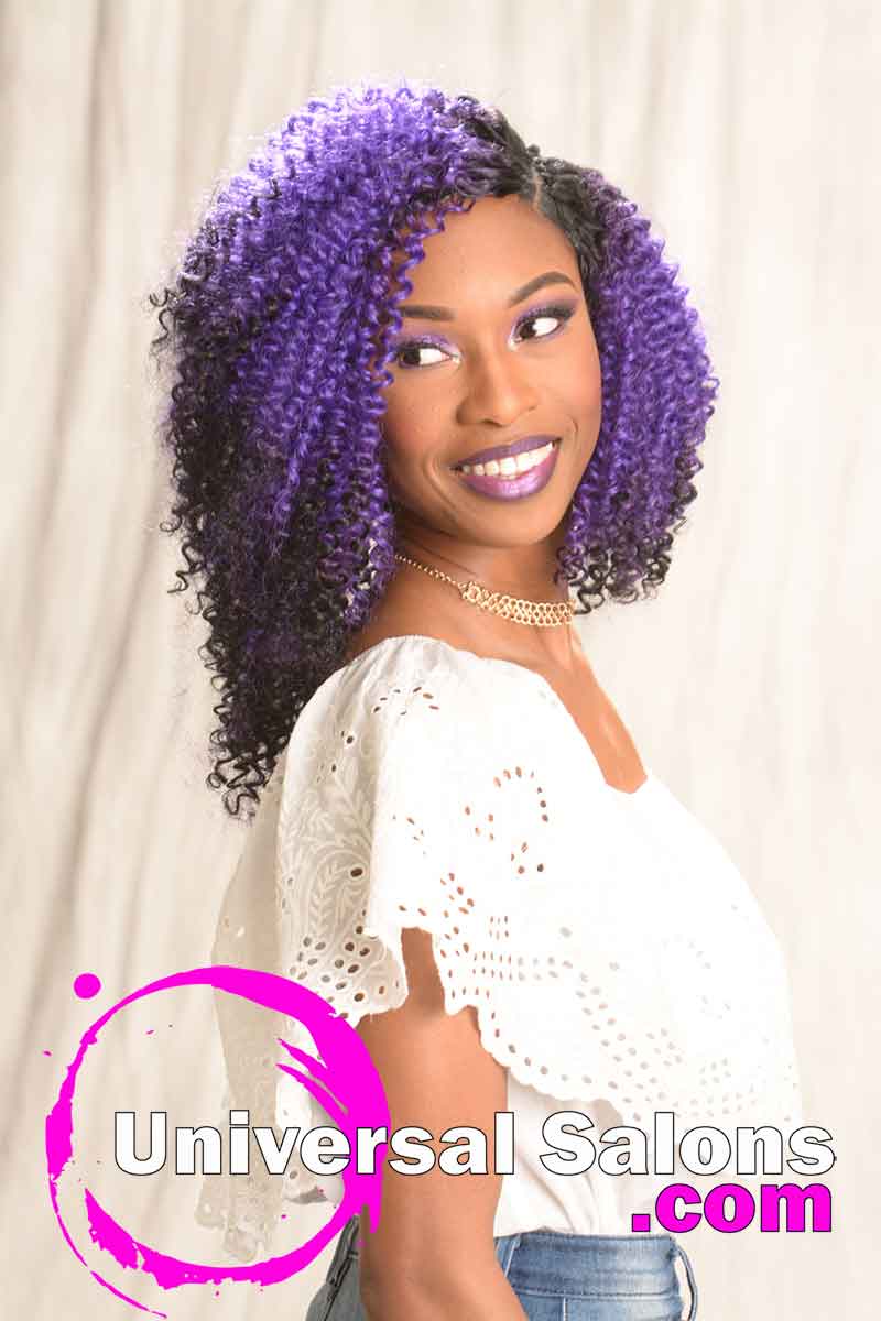 Bob Hairstyle with Sew-In Purple Hair Color from Amber McClain (4)