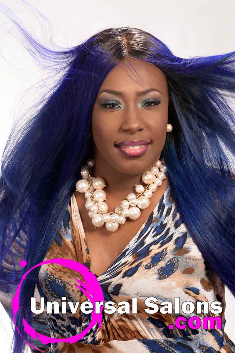 Long Royal Blue Hairstyle for Black Women from Evenia Bush (2)