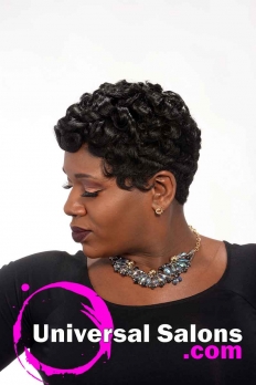 Left Side View of Short Pin Curls Hairstyle for Black Women from Octavia Bonnette (3)