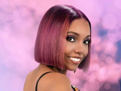 Bob Hairstyle with Bubble Gum Hair Color
