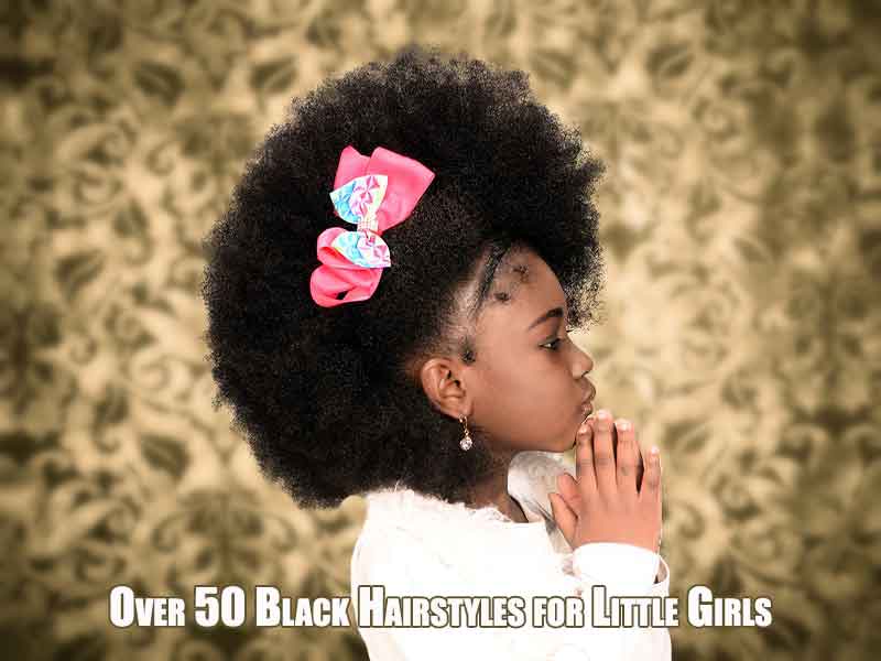Model With an Afro and Braid Black Hairstyles for Little Girls